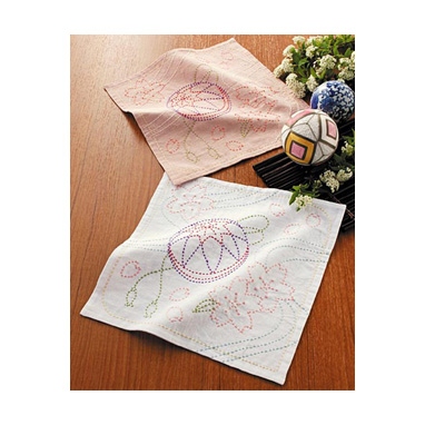 花ふきん桜と手まり（白・淡ピンク)