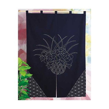 のれん花かご（紺)