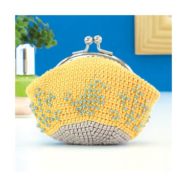 小鳥と木のビーズがま口