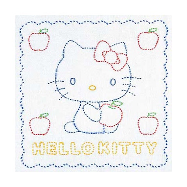 花ふきんハローキティとりんご（白)