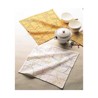 花ふきん茜とんぼ（白・からし)