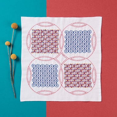 麻の葉と銭刺し（白）