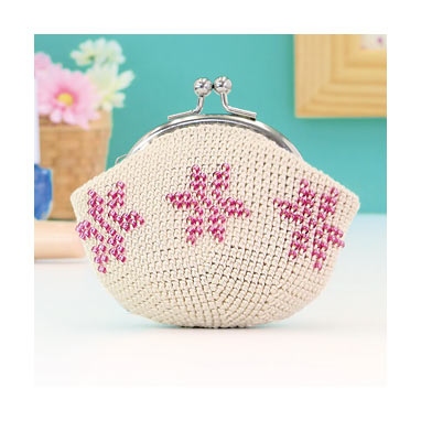 雪柄のビーズがま口