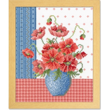 ポピーとブルーの花瓶