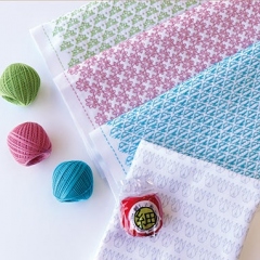 一目刺しの花ふきん-折り紙-